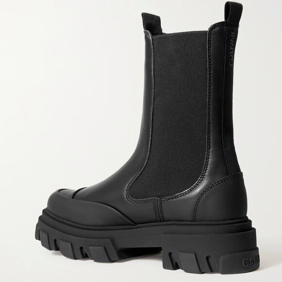GANNI Paneled Recycled-Leather Chelsea Boots Size 8 - Picture 2 of 11